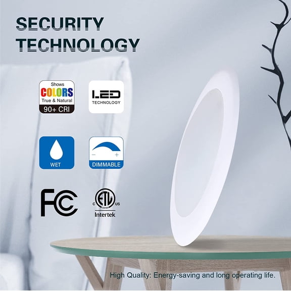 PYYNA-6Inch LED Disk Light, 15W Dimmable Surface Flush Mount Ceiling Light, 1000Lm 5000K Daylight, Installs into Junction Box Or Recessed Can, ETL & FCC Listed, White (Pack of 2)