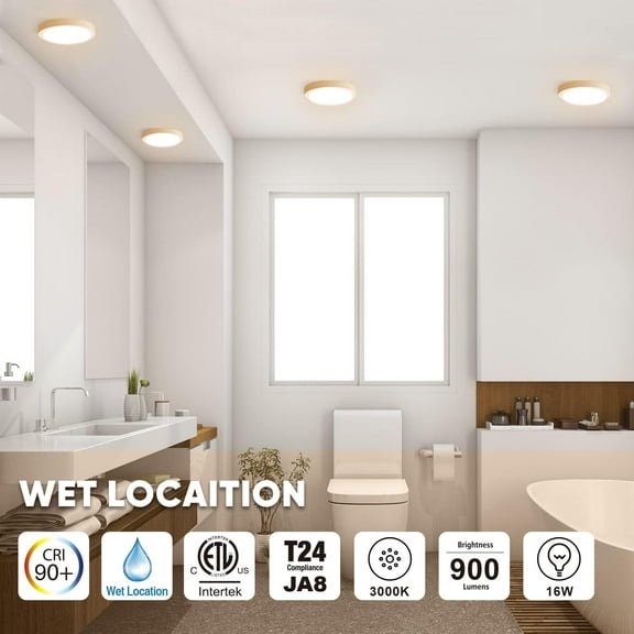 PYYNA-7" LED Flush Mount Ceiling Light120V 16W 900LM3000K Warm White Round Flat Panel Light, Surface Mounted DownlightWhite