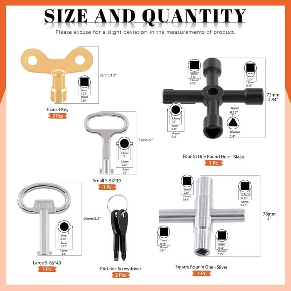 PYYNA-8Pcs Multi-functional Utility Kit, including 4 Ways Utility Spanner, Water Tap Faucet Keys, Screwdrivers, and more for Daily Use