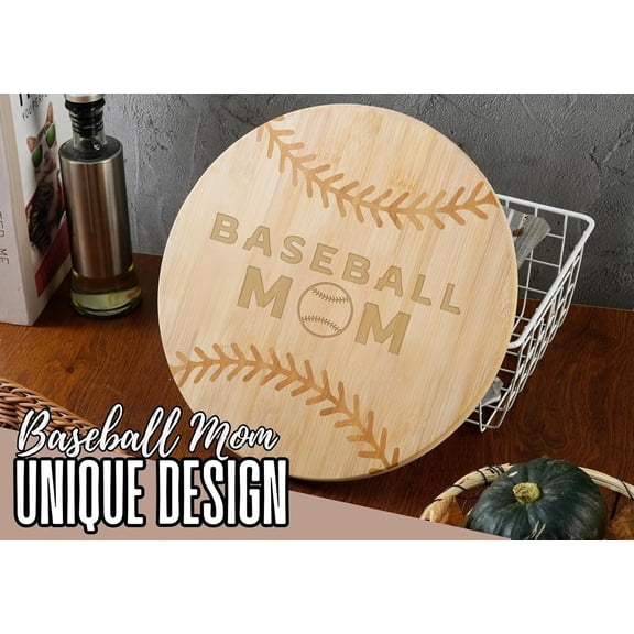 PYYNA-Baseball Gifts for Women, Charcuterie Cutting/Serving Board Set Bamboo Cutting Board Gifts for Baseball Mom Tailgating Essentials