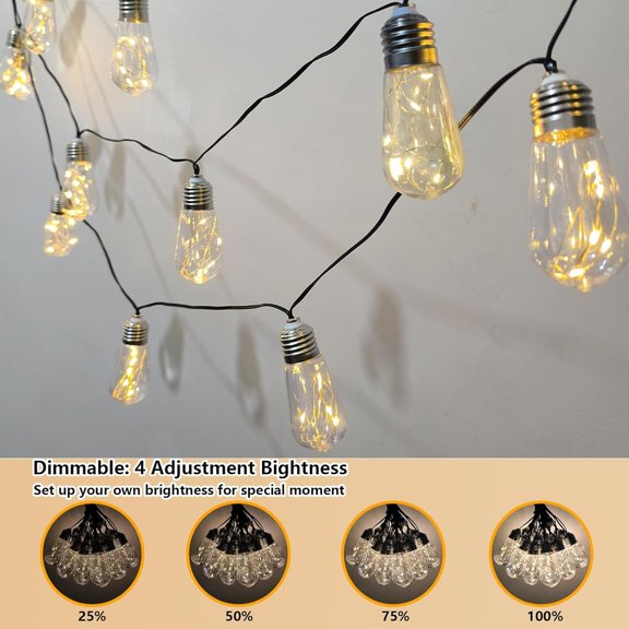 PYYNA-Battery Operated String Lights Outdoor, 22.85FT 20 Vintage Edison Hanging Bulb 100 LED String Lights Indoor Light String with Timer, Patio Outdoor Light for Camping Awning Porch Balcony Party D