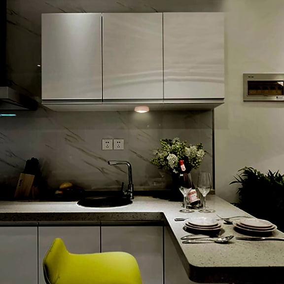 PYYNA-Battery Powered Tap Light, Mini LED Tap Closet Light, Wireless Puck Light, Under Counter Lighting, Touch Light Stick on Push Lights, Warm White Night Light for Kitchen, Shelf, Cabinet(6Pack)