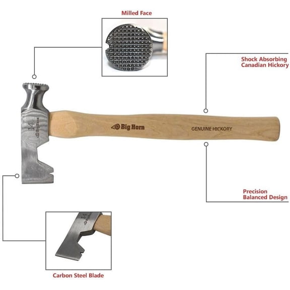 PYYNA-Big Horn 15140 14 Oz Drywall Hatchet with Milled Striking Face & Hickory Handle