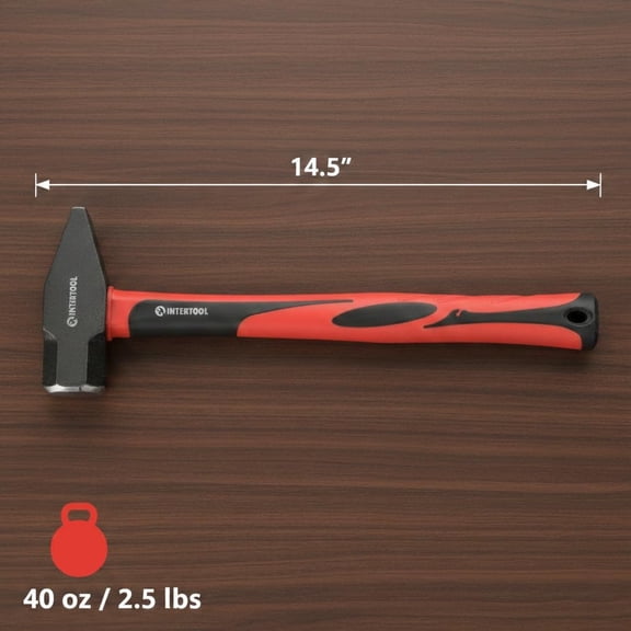 PYYNA-Black Smiths Hammer | 40 oz (2.5 lbs) Metal Working Tool with Shock Absorbing Anti-Slip Fiberglass Handle HT08-0251