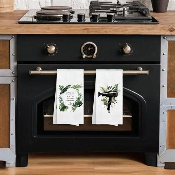 PYYNA-Boho Hair Salon Decor Hand Towels 16x24 Set of 2, Beauty Salon Dish Towels Cloths Dishcloths Tea Towel Gifts for Hairdresser Hair Stylist Esthetician, Glam Bathroom Kitchen Hand Towel