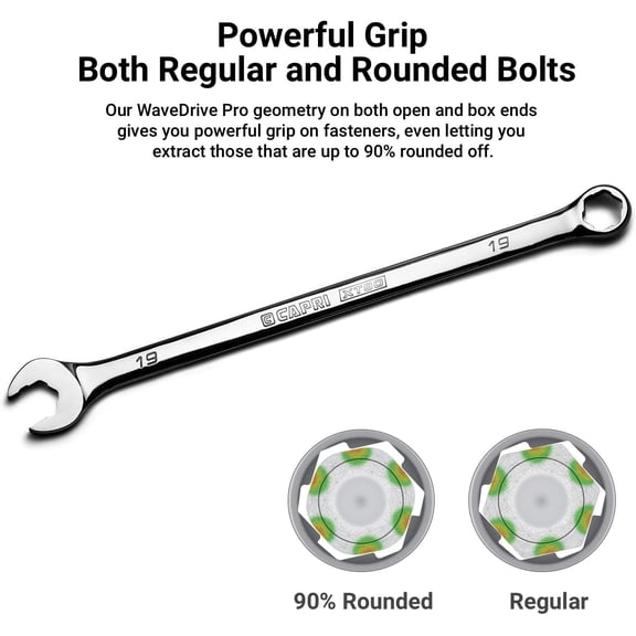 PYYNA-CP11750-M10XT 10 mm WaveDrive Pro Combination Wrench for Regular and Rounded Bolts