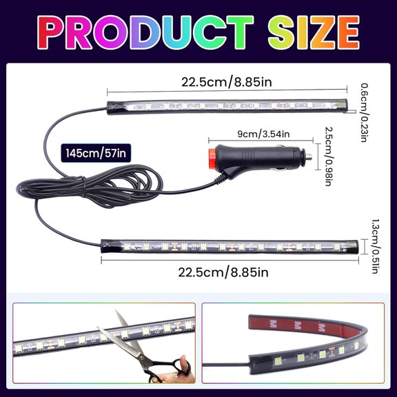 PYYNA-Car LED Strip Lights 2in1 Light Strip Flexible Color Ambient Light for TV, Home, DIY Interior and Exterior Decoration Ice Blue