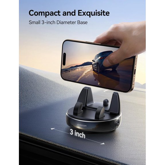 PYYNA-Car Phone Holder Mount, 360 Adjustable & Avoid Sun Glare Phone Holder for Car, Slip Free Spring Snap Design Dashboard Phone Stand, Compatible with Smartphones, GPS Devices