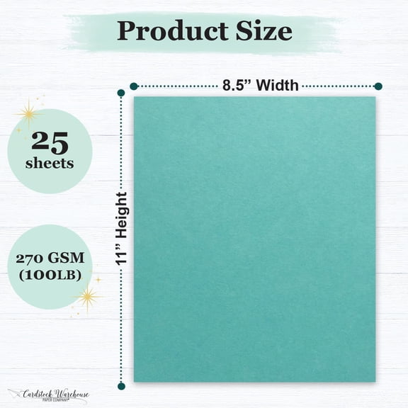 PYYNA-Cardstock Warehouse Pop-Tone Blu Raspberry Teal Cardstock Paper 25 Sheets, 8.5 x 11" - 100 lb / 270 GSM Premium Teal Card Stock for Die-cutting, Crafts, Printing, Card Making and DIY Projects