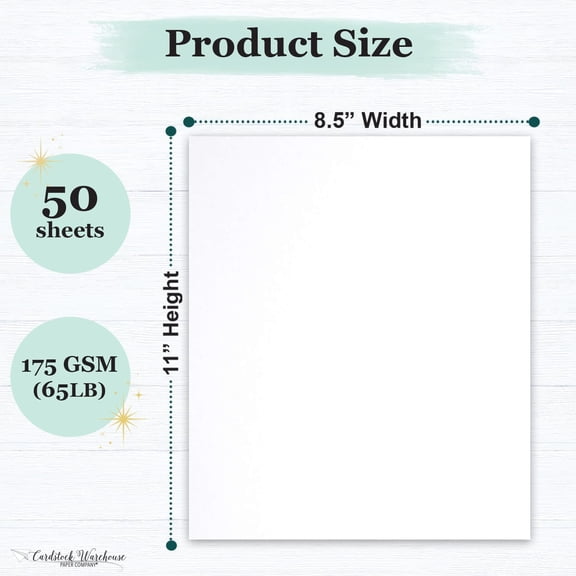 PYYNA-Cardstock Warehouse Pop-Tone Sweet Tooth White Cardstock Paper 50 Sheets, 8.5 x 11" - 65 lb / 175 GSM Premium White Card Stock for Die-cutting, Crafts, Printing, Card Making and DIY Projects