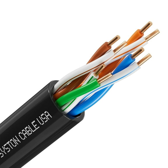 PYYNA-Cat 5e Ethernet Network Cable - 50 FT350MHz 24AWG Solid Bare Copper Wire Outdoor/Indoor, Bulk No Ends 10 Ft to 1000 Ft Available, Heat Resistant Riser Rated - CMR