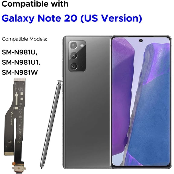 PYYNA-Charging Port Replacement Kit Compatible with Galaxy Note 20 US Version, SM-N981U, SM-N981U1, SM-N981W Dock Board USB-C Connector, with Instruction Manual, Toolkit