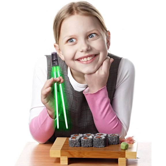 PYYNA-Chop Sabers Light Up Lightsaber Chopsticks, Green Pair