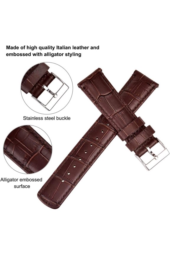 -Christmas Gift Quick Release Leather Watch Bands Genuine Leather Watch Strap for Samsung Galaxy Watch 6 Band Classic 43mm 47mm 40mm 44mm 18mm, 20mm or 22mm for Men and Women, White Elephant Gif