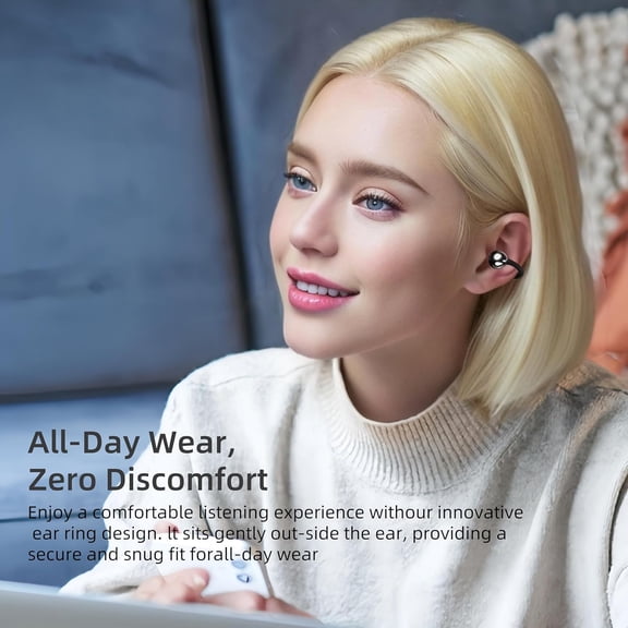 PYYNA-Clip on Earbuds Wireless Open Ear Headphone with Bluetooth 5.4 Headphones,72H Play, Over Ear Buds for Small Ears,Sport Earbuds Workouts-Android/iOS,Black