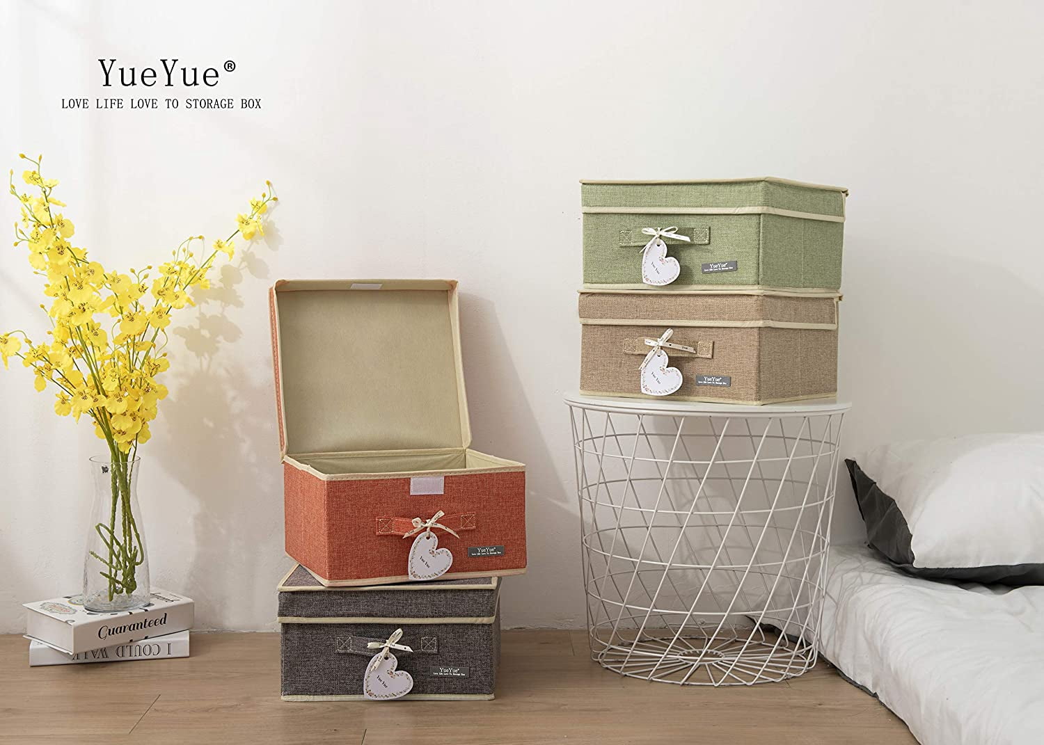PYYNA-Cloth Foldable Fabric Bins Box Storage - 2 Pack 12.4 X 12 X 6.7 ...