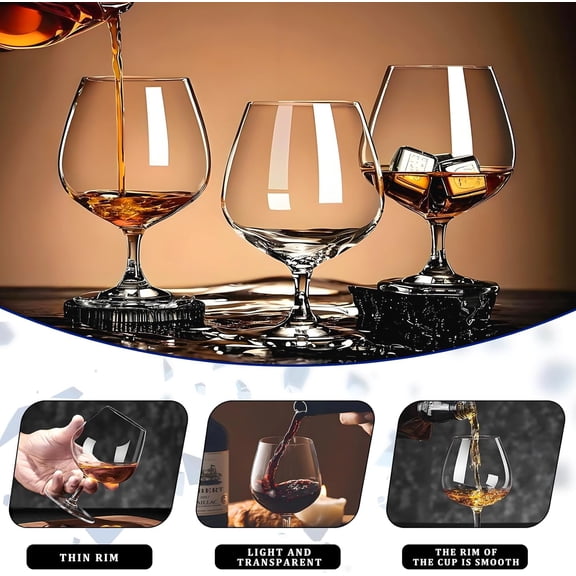 PYYNA-Cognac Glasses, Set of 2 Brandy Snifter Glasses, 11.5 Oz Short Wine Glass, Short Stem Wine Glass Set for Bourbon, Cognac, Brandy, Beer Tasting Drinking Cups (2 PCS)
