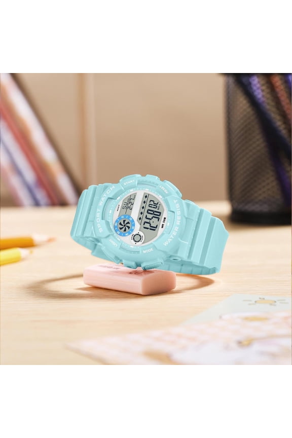 -Digital Watch Womens Sport Waterproof White Wrist Watches for Women with Alarm Stopwatch Hourly Chime LED Display 12H/24H Calendar