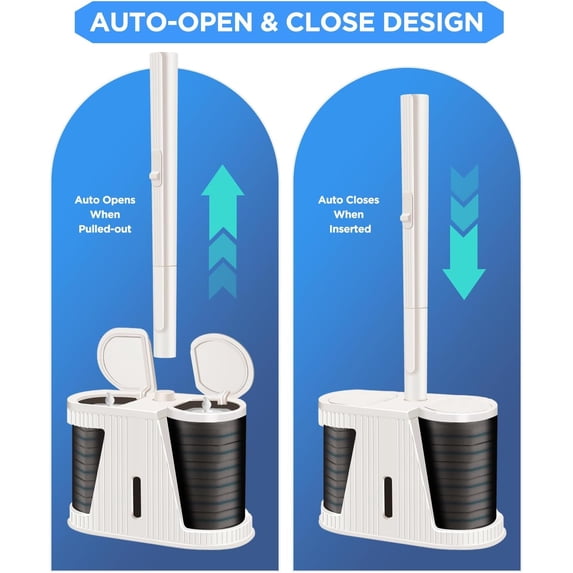 PYYNA-Disposable Toilet Brush with 30PCS Refills, Toilet Bowl Cleaning System for Bathroom and Toilet, Clean Brush Starter Kit with 1 Brush Handle, 1 Auto-Open Storage Box and 30 Brush Refills