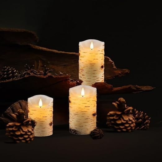PYYNA-Flameless Battery Operated LED Candles 3D Wick with10key Button Remote Control 24-Hour Timer Set of 3 Electric Flickering Pillar Real WaxWedding, Party, Christmas and Home Decoration