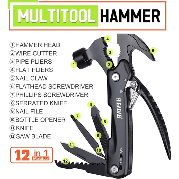 PYYNA-Gifts for Men - Birthday Gifts for Man, Dad, Husband, Mens Gift Ideas - Stocking Stuffers for Men, Mens Stocking Stuffers - Christmas Fathers Day Groomsmen Gift - Multitool Hammer for Camping,