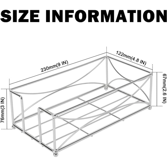 PYYNA-Guest Napkin Holder, Metal Bathroom Paper Hand Towel Storage Modern Napkin Tray Caddy for Countertop, Table Kitchen, Dinning Room (Chrome, Metal Base)