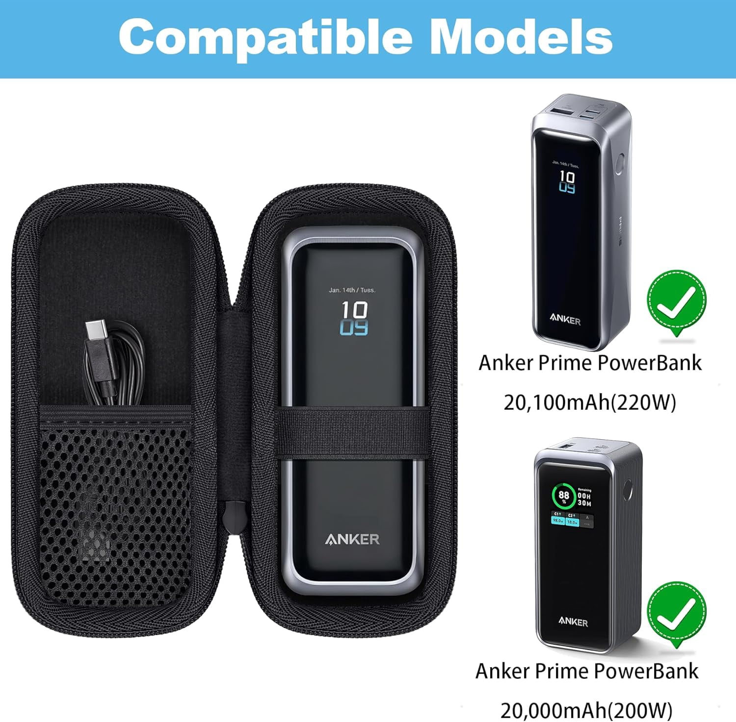 PYYNA-Hard Travel Case for Anker Prime Power Bank, 20100mAh 220W