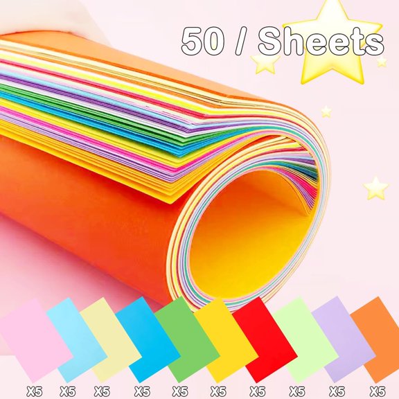 PYYNA-Heavy Colored Cardstock, 50 sheets Colored Paper, A3 Size 90 lb/250 gsm, 10 Colors, Double Sided Printed Cardstock Paper for DIY Art, Paper Crafting, School Supplies (A4-11.7"x8.3")