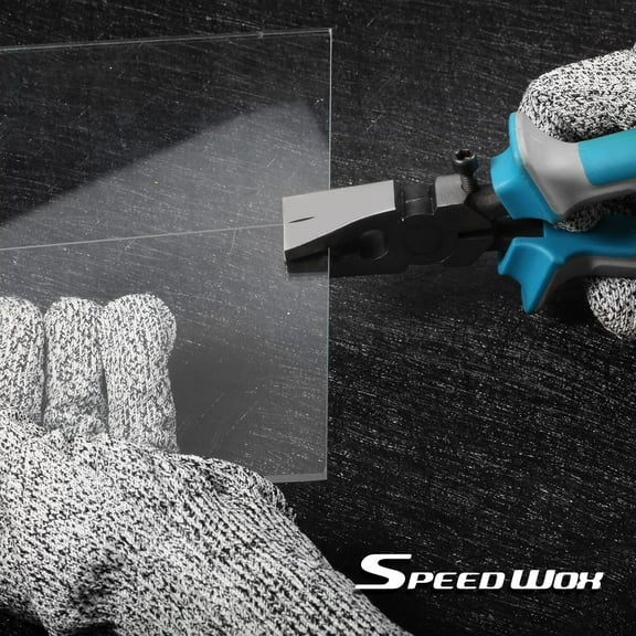 PYYNA-Heavy Duty Glass Running Pliers Breaker Grozer Pliers Set 12PCS Glass Cutting Tool Kit Oil Feed Glass Cutter with 3 Size Cutter Head Oil Dropper Screwdriver Engraved Pen Leather Zipper Bag