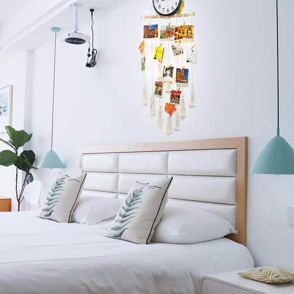 PYYNA-Homecor Boho Wall Hanging Photo Display Holder Set, with LED String Light, Wood Clips, Pictures Organizer, Macrame Wall Decor for Bedroom Teenage Teen Girl Gifts Ages 10 11 12 13 14 Years Old