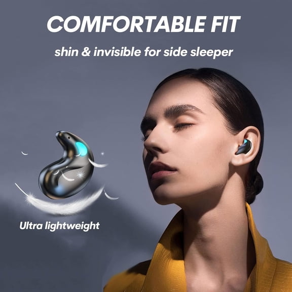 PYYNA-Invisible Sleep Wireless Earphone IPX5 Waterproof Thin Invisible Sleep Earbuds for Side Sleepers Sleep Ear Buds Smallest Tiny Small Mini Discreet Earbud for Sleeping Invisible Headphones