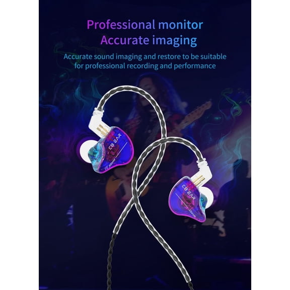 PYYNA-KBEAR Storm Professional in Ear Headphones Monitor Earphones for Singers Drummers Musicians Bassists, Custom Wired Earbuds IEM, Hi Res Detachable OFC Silver-Plated Cable Auriculares