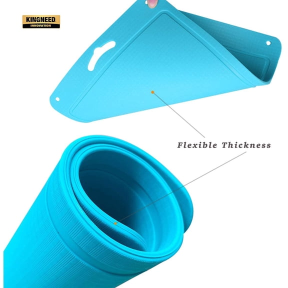 PYYNA-Kingneed Silicone Chopping Mat Flexible Thick Cutting Board Food Grade Material Odorless Two Sided Non-Slipping 0.15 inch Thickness, 12.6 x 9.6 inch for Kitchen (Blue)