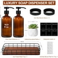 thumbnail image 1 of PYYNA-Kitchen Soap Dispenser Set with Tray, Amber Glass Soap Dispensers with Iron Basket, Decorative Hand and Dish Soap Dispenser Set, Soap and Lotion Dispensers for Kitchen and Bathroom Storage Orga, 1 of 4
