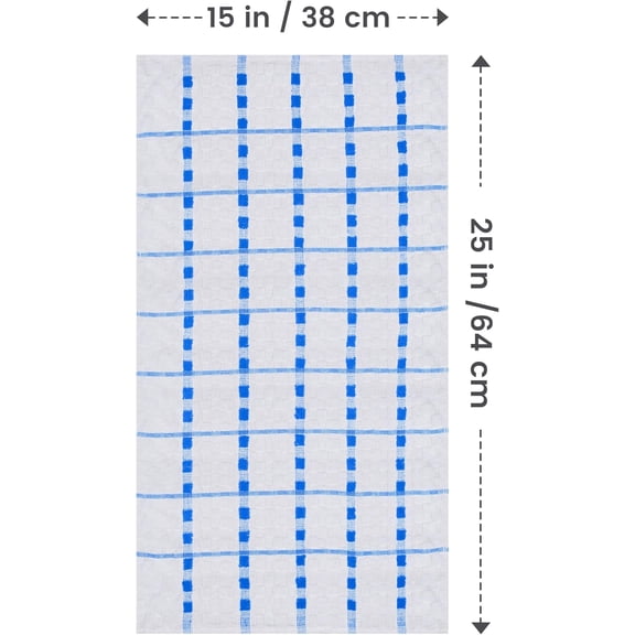 PYYNA-- Kitchen Towels 12 Pack, 15 x 25 Inches, 100% Ring Spun Cotton Super Soft and Absorbent Linen Dish, Tea and Bar Towels Set, Blue