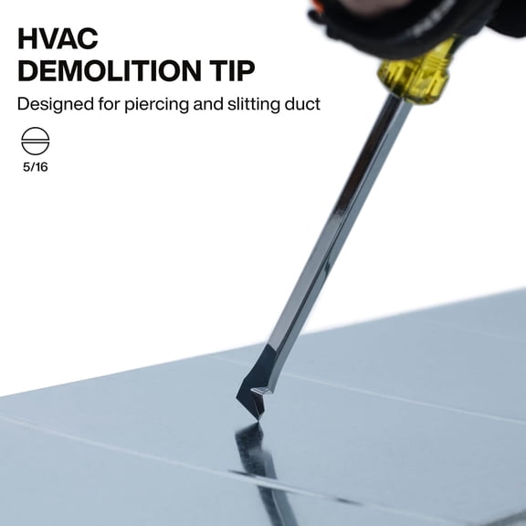 PYYNA-Klein Tools 60012DD 5/16-Inch Duct Slitter Demolition Driver, 6-Inch Blade, HVAC, Construction Demo Screwdriver, Cushion-Grip Handle, Oversized Strike Cap, Square Shank with Wrench Assist