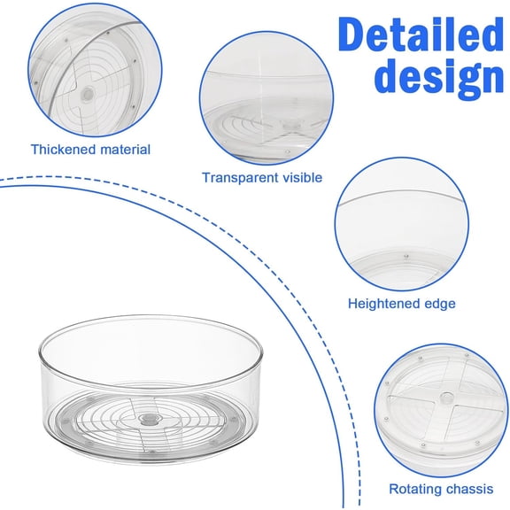 PYYNA-Lazy Susan Turntable Organizer, Plastic Round 360 Medicine & Vitamin Storage Tray, Rotating Pill Bottle Organizer for Bathroom Cabinet, Pantry, Kitchen Countertop, Vanity, Clear