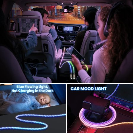 PYYNA-Light Up Charging Cable 66W USB C 3 in 1 Charger Cable RGB LED Light Up Glowing Light Up Charging Cable iPhone Cord 4 FT Multi Cable with Light for iPhone 16/15/14/13/12Series/iPad Pro/Samsung/