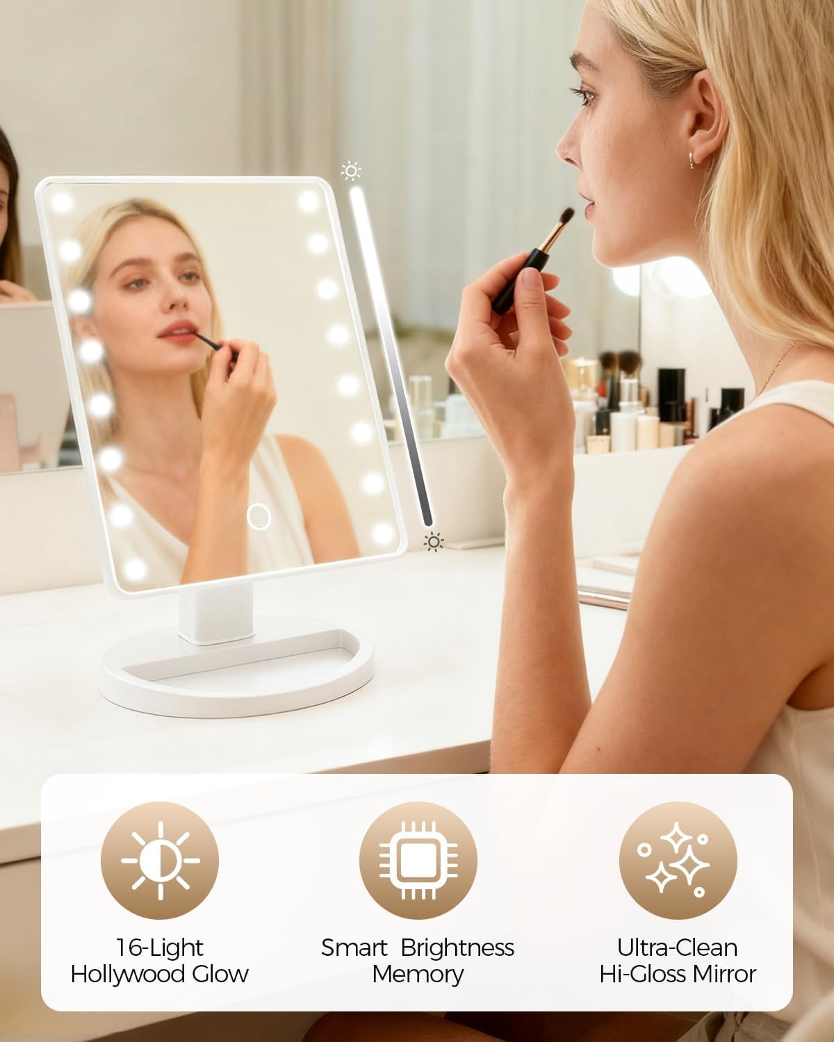 PYYNA-Lighted Makeup Mirror with Lights, Vanity Mirror with Lights, 16 ...