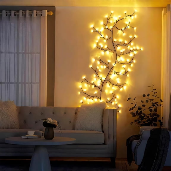 PYYNA-Lighted Willow Vine Lights - 8 Modes Enchanted LED Tree Branch Lights with Remote Control, 18 Branches 144 LEDs Vine Fairy Light for Walls Bedroom Home Cottagecore Decor(7.5FT)