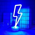 thumbnail image 1 of PYYNA-Lightning Bolt Neon Signs Lightning Neon Sign with Base for Bedroom LED Lighting for Room Decor for Teen Girls Gifts for Teenager Boys USB/Battery Cool Gaming Light with Holder(Blue), 1 of 4