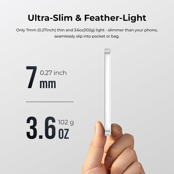 PYYNA-Magnetic Power Bank, 5000mAh Ultra Slim Portable Charger with Built-in USB-C Cable, Travel Power Bank Compatible with iPhone 17/16/15 Series Galaxy and More