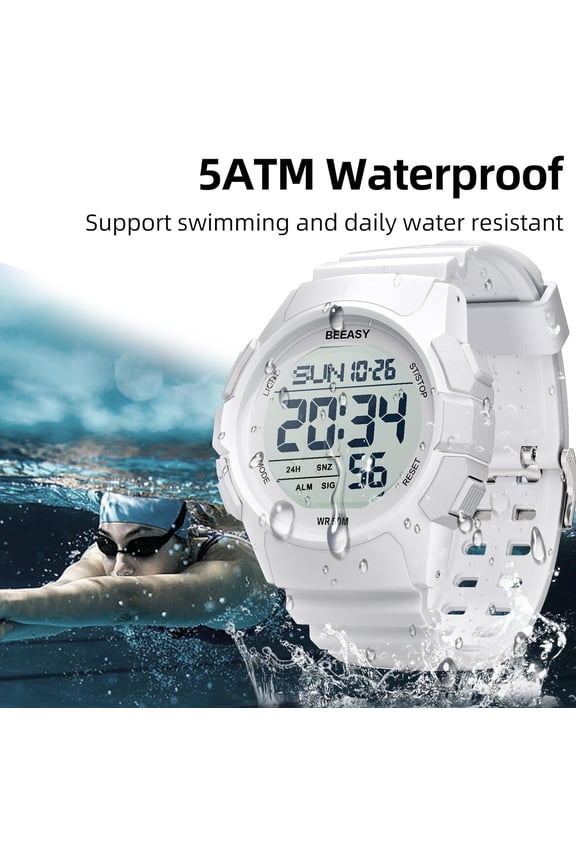 -Mens Digital Sports Watch, 50M Waterproof 49mm Rubber Strap Mens Watches with Stopwatch, Countdown Timer, Alarm & Dual TimeIdeal for Sport, Gym, Running, Referee, School & Daily Wear