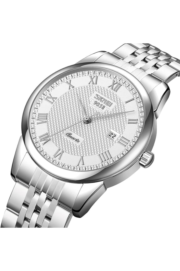 -Mens Womens Quartz Watch Roman Numeral Business Casual Fashion Analog Wrist Watch Classic Calendar Date Window 30M Waterproof Comfortable Leather Watches