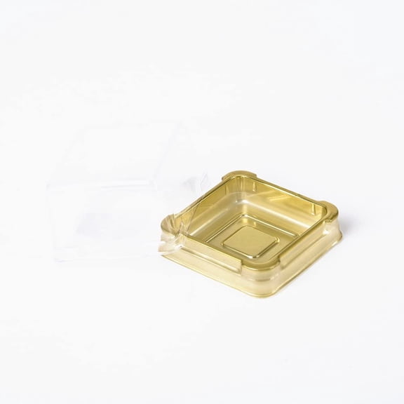 PYYNA-Moon Cake Box Clear Mini Containers 100g Mooncake Packaging Boxes Individual Plastic Single Macaron Box With Labels, Ideal For Mini Muffins, Pastries And Desserts, 3"x3"x1.8", Set Of 50 (Square