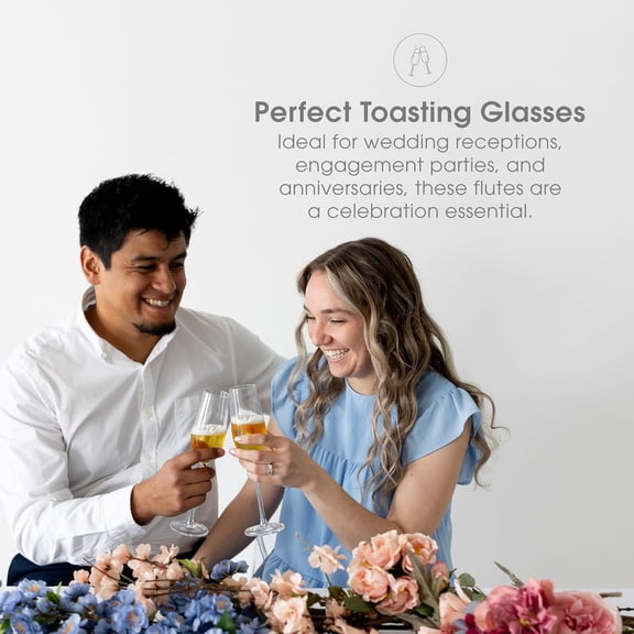 PYYNA-Mr. & Mrs. Champagne Flute Set - With Gift Box Packaging, Elegant His and Hers Wedding Toasting Glasses for Reception, Bridal Shower and Registry Idea, Tall Wine Glasses for Bride and Groom