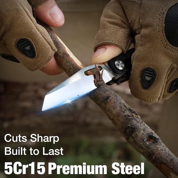 PYYNA-Multitool Knife, 12 in 1 Pocket Multitool with G10 Handle, EDC Multi Tool Knife with Scissors Bottle Opener Screwdrivers and More for Camping, Survival, Hunting and Outdoors