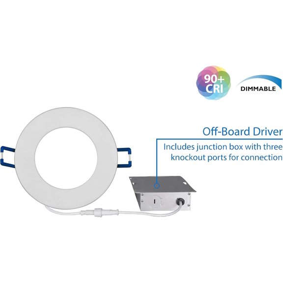 PYYNA-NICOR Lighting 3 inch Round White Flat Panel LED Downlight in 2700K (DLE321202KRDWH)
