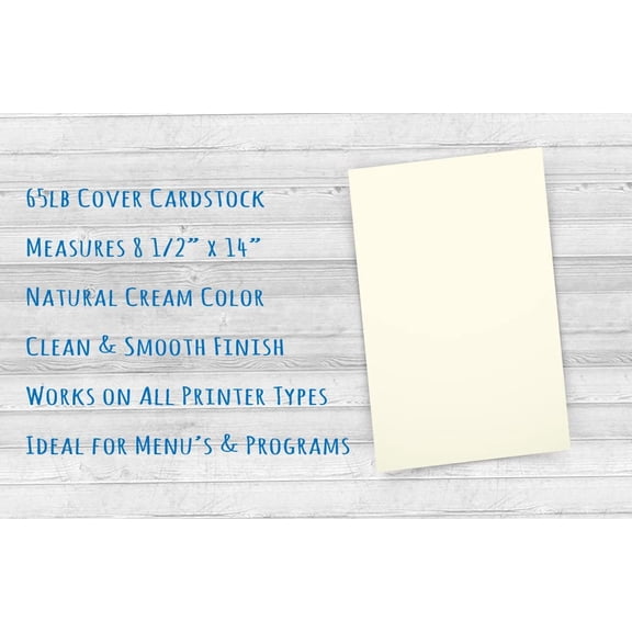 PYYNA-Natural Cream Legal Size Cardstock (8 1/2 X 14) - 65lb Cover - Great for Menu Paper, Documents, Programs (100 Sheets)