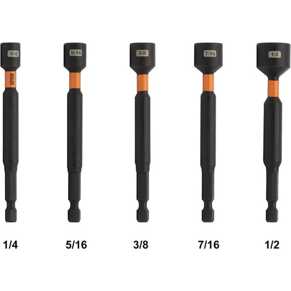 PYYNA-Nut Driver Set - Premium 4 Inch 5-Piece Nutsetter Bit Set With A Storage Bit Holder & Carabiner